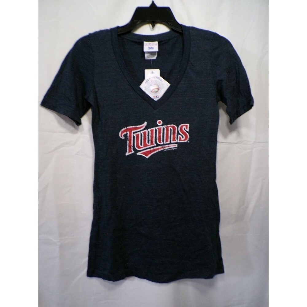 Campus Lifestyle Women's Twins Navy Heather V Neck T-Shirt S NWT